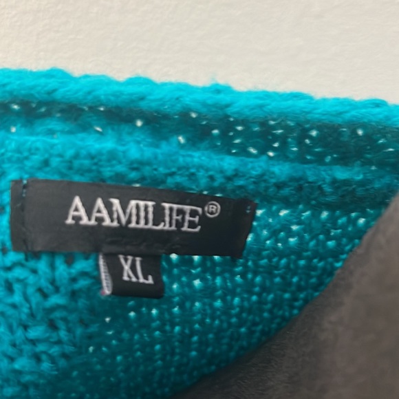 Aqua Blue/Green Cardigan Sweater - Picture 8 of 11